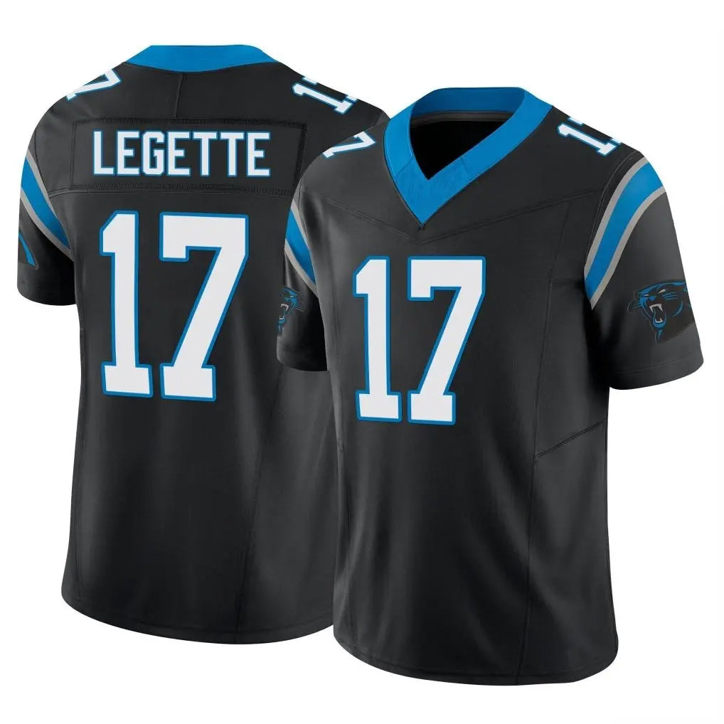 C.Panthers #17 Xavier Legette Player Black Vapor F.U.S.E. Limited Home Game Jdoa Stitched Jerseys