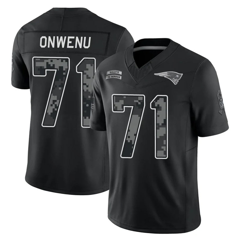 NE.Patriots #71 Mike Onwenu Player Black Limited 2026 Salute to Service Home Game Jdoa Stitched Jerseys