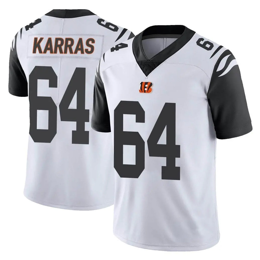 C.Bengals #64 Ted Karras Player White Color Rush Vapor Untouchable Limted Home Game Jdoa Stitched Jerseys