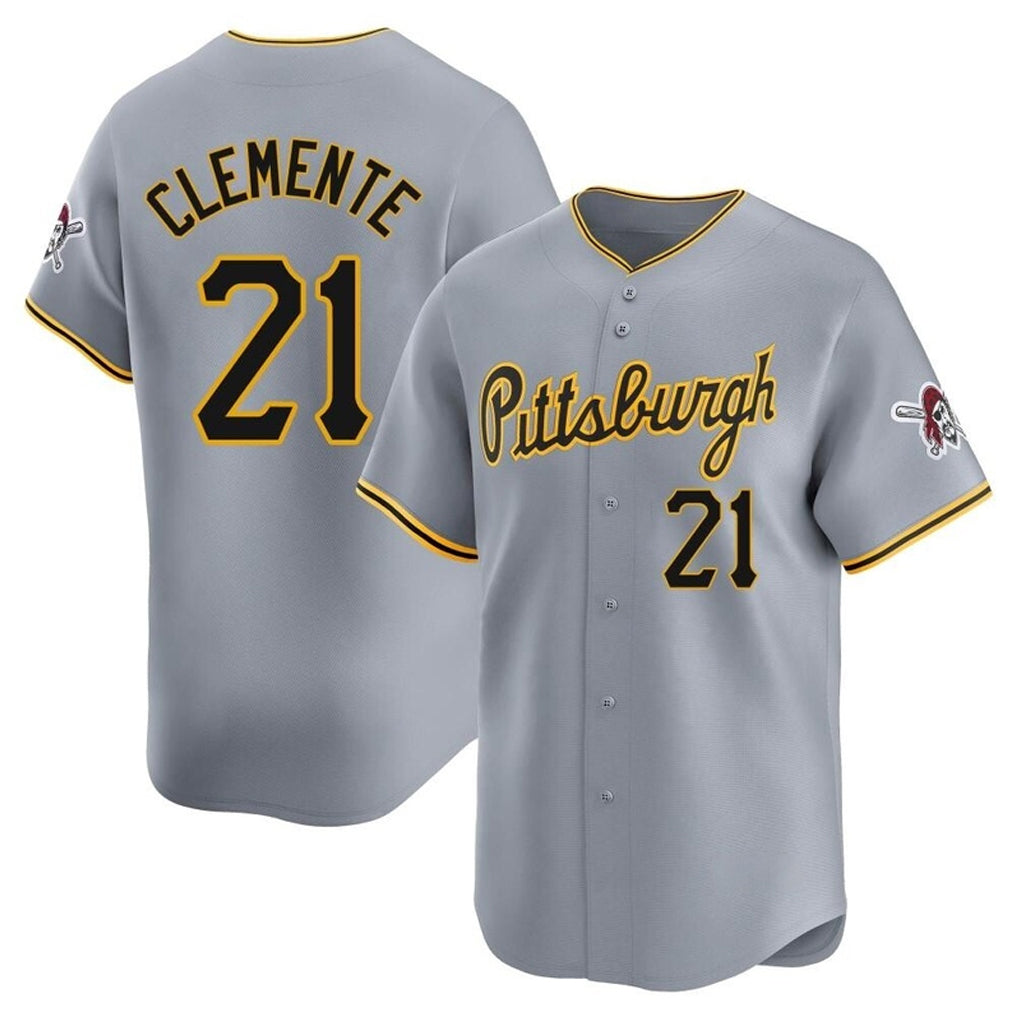P.Pirates #21 Roberto Clemente Player Gray Road Home Limited Jdoa Stitched Jerseys