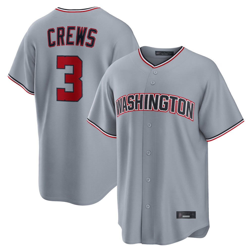 W.Nationals #3 Dylan Crews Player Gray Alternate Game Jdoa Jdoa Stitched Jerseys
