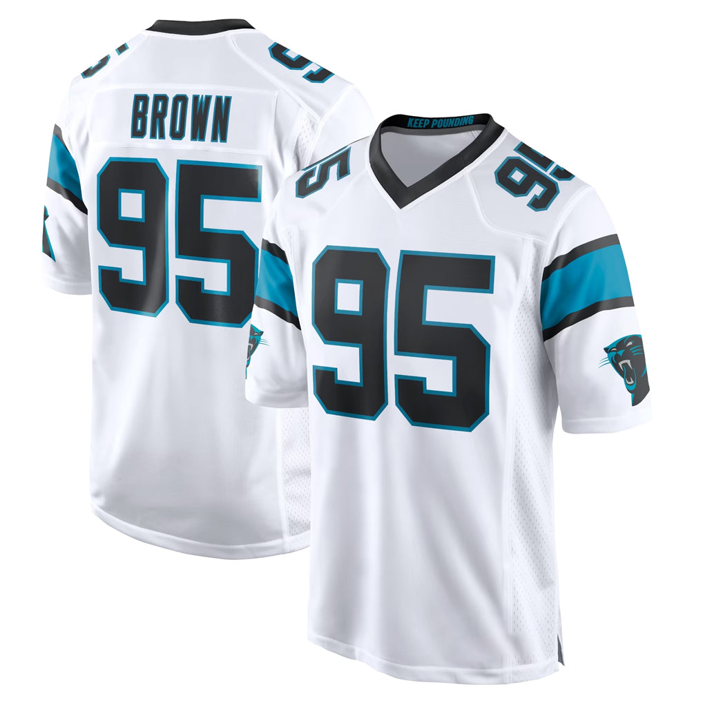 C.Panthers #95 Derrick Brown Player White Home Game Jdoa Stitched Jerseys