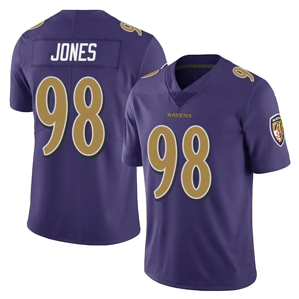 B.Ravens #98 Travis Jones Player Purple Color Rush Vapor Untouchable Limited Home Game Jdoa Stitched Jerseys