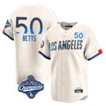 LA.Dodgers #50 Mookie Betts Player Cream World Series Meet City Connect Limited Home Jdoa Stitched Jerseys