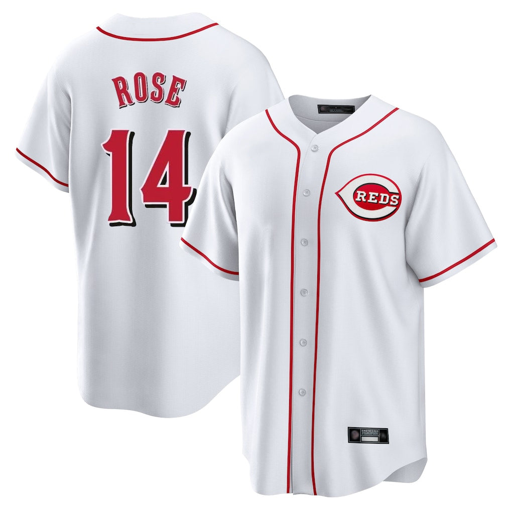 C.Reds #14 Pete Rose Player White Game Home Jdoa Stitched Jerseys