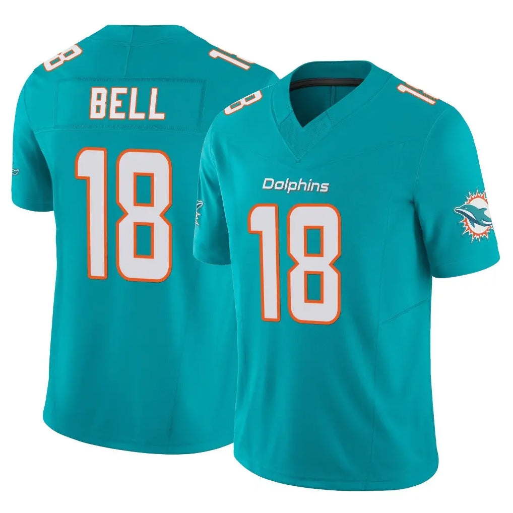 M.Dolphins #18 Chris Bell Player Aqua Limited Vapor F.U.S.E. Home Game Jdoa Stitched Jerseys