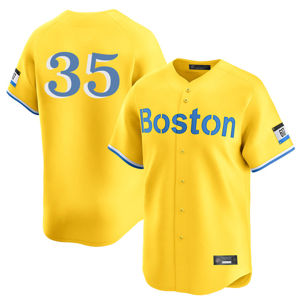 B.Red Sox #35 Garrett Crochet Player Yellow Limited Home Game Jdoa Stitched Jerseys