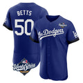 LA.Dodgers #50 Mookie Betts Player Royal World Series City Connect Elite Home Jdoa Stitched Jerseys