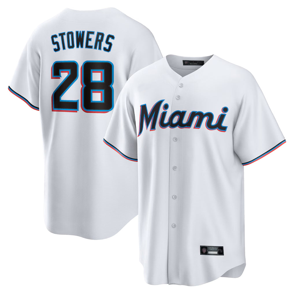 M.Marlins #28 Kyle Stowers Player White  Home Game Jdoa Stitched Jerseys