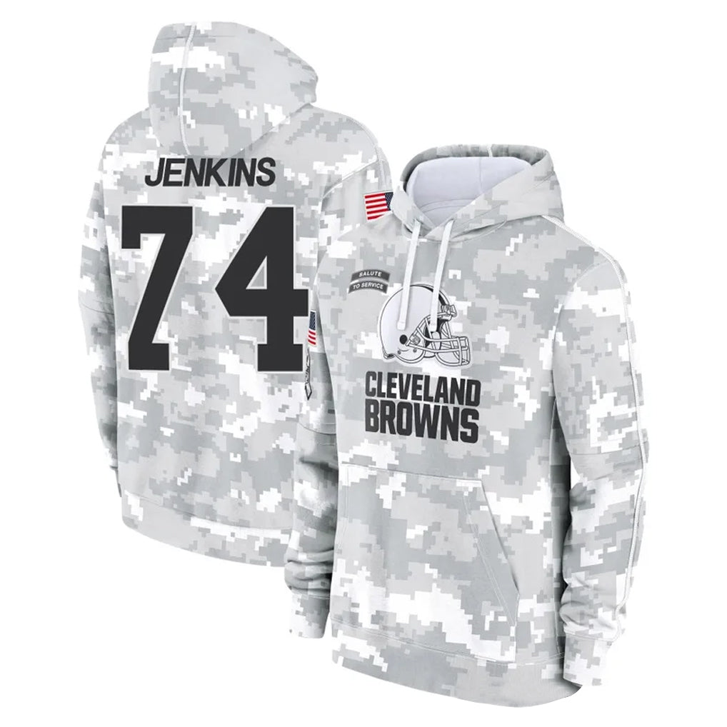 C.Browns #74 Elgton Jenkins Player Arctic Camo Salute to Service Hoodies Limited Game Jdoa Stitched Jerseys