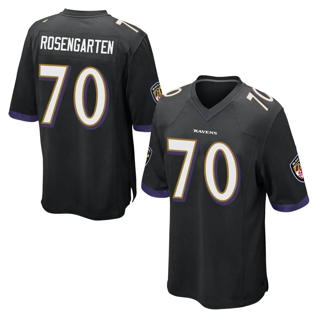B.Ravens #70 Roger Rosengarten Player Black Home Game Jdoa Stitched Jerseys