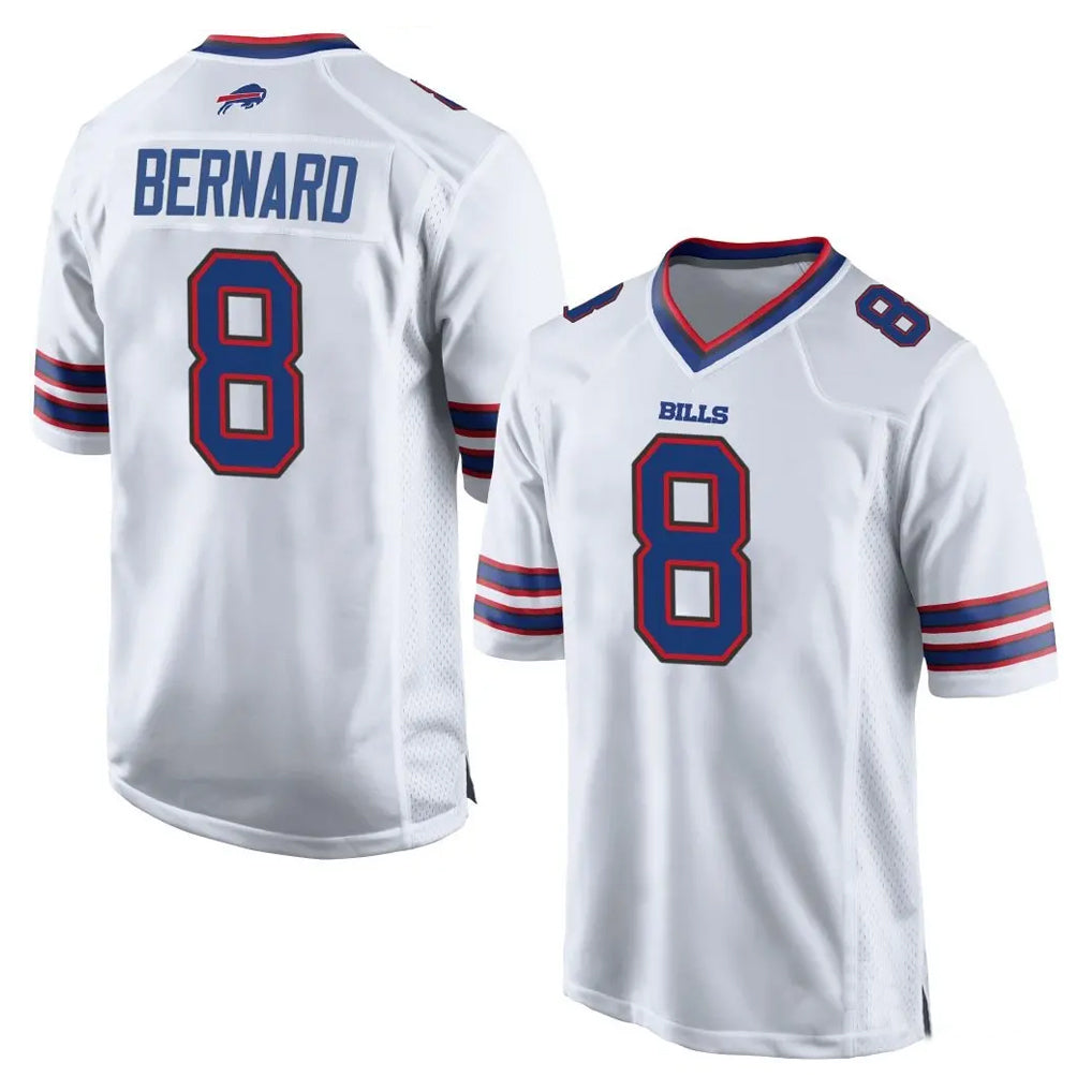 B.Bills #8 Terrel Bernard Player White Home Game Jdoa Stitched Jerseys