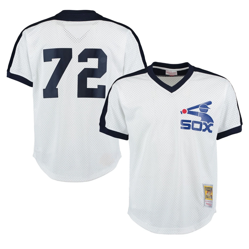 C.White Sox #72 Carlton Fisk Player White Mitchell & Ness Cooperstown Collection Mesh Game Jdoa Stitched Jerseys