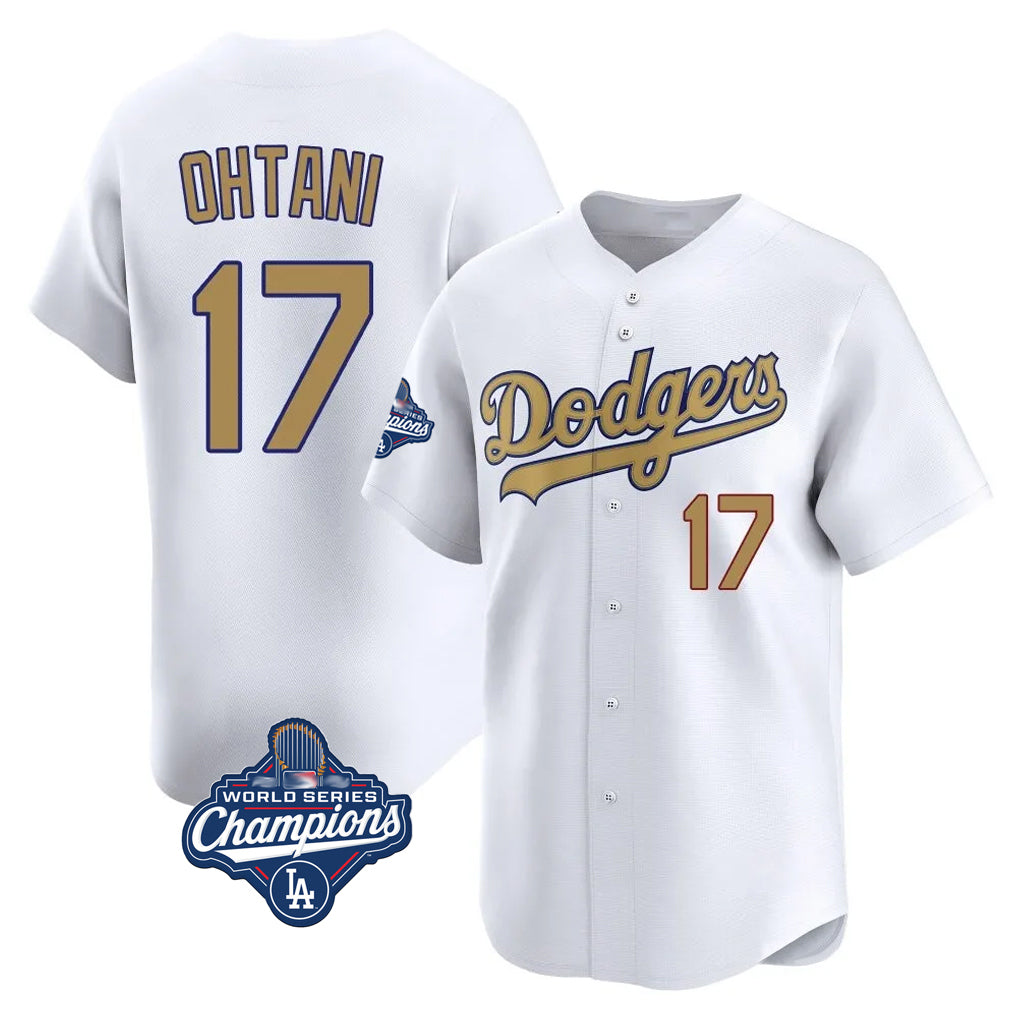 LA.Dodgers #17 Shohei Ohtani Player Gold World Series Meet Collection Limited Home Jdoa Stitched Jerseys