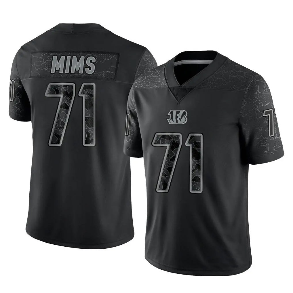 C.Bengals #71 Amarius Mims Player Black Reflective Limited Game Jdoa Stitched Jerseys