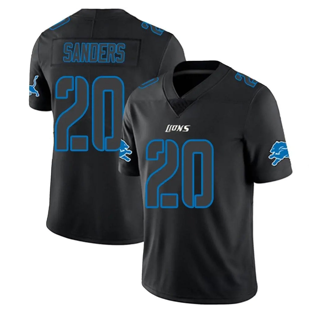 D.Lions #20 Barry Sanders Player Black Impact Limited Home Game Jdoa Stitched Jerseys
