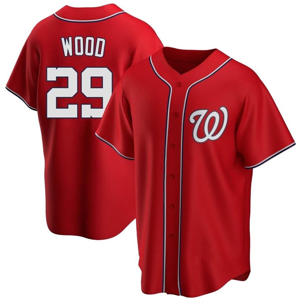 W.Nationals #29 James Wood Player Red Replica Alternate Jdoa Stitched Jerseys