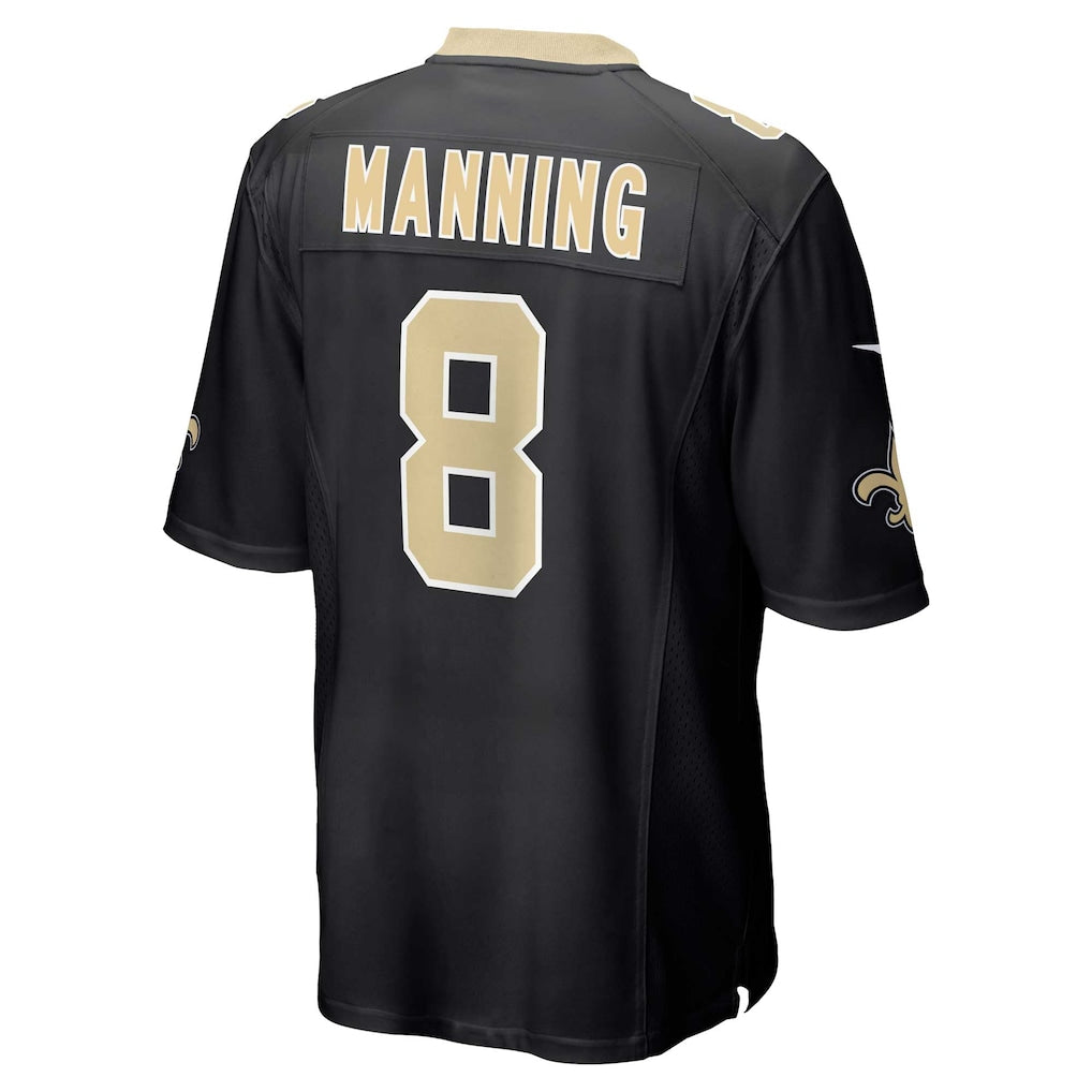Jdoa NO.Saints #8 Archie Manning Black Retired Player Game Jersey