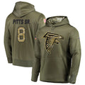 A.Falcons #8 Kyle Pitts Sr. Player Olive Salute to Service Club Fleece Hoodie Jdoa Stitched Jerseys