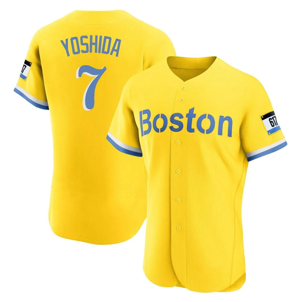 B.Red Sox #7 Masataka Yoshida Player Yellow Limited Elite Home Game Jdoa Stitched Jerseys