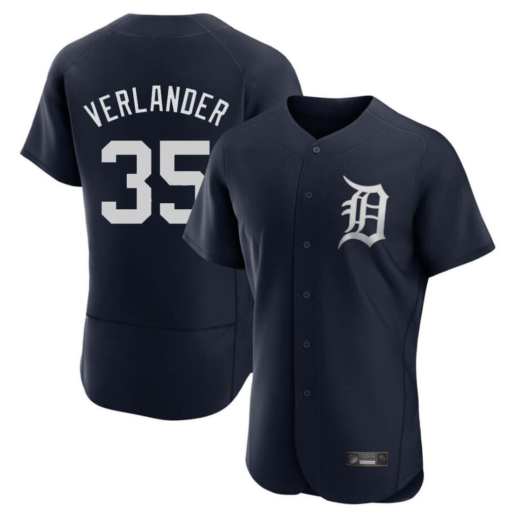 D.Tigers #35 Justin Verlander Player Navy Limited Elite Home Jdoa Stitched Jerseys