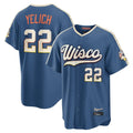 M.Brewers #22 Christian Yelich Player Blue 2026 City Connect Home Game Jdoa Stitched Jerseys