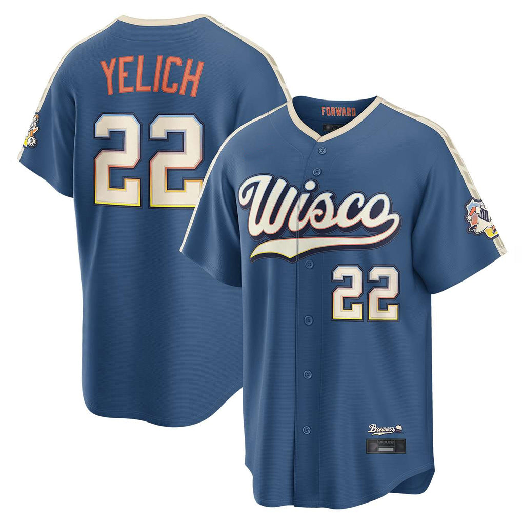 M.Brewers #22 Christian Yelich Player Blue 2026 City Connect Home Game Jdoa Stitched Jerseys