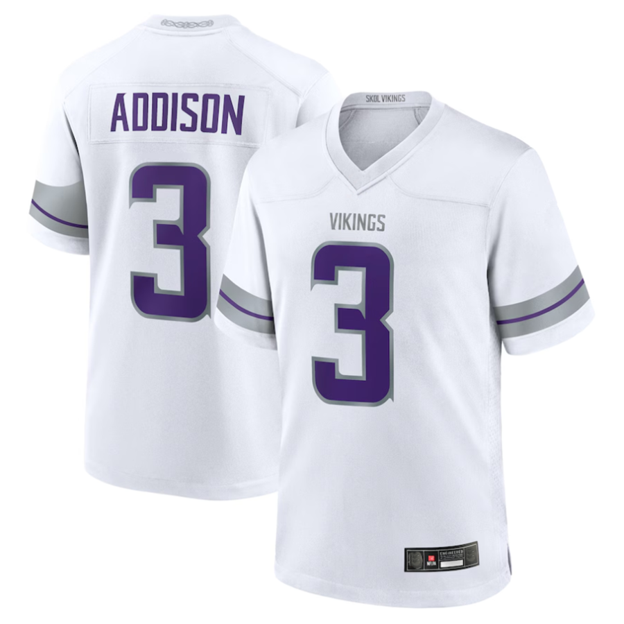Jdoa #3 Jordan Addison Player MN.Vikings White Alternate Game Stitched Jerseys