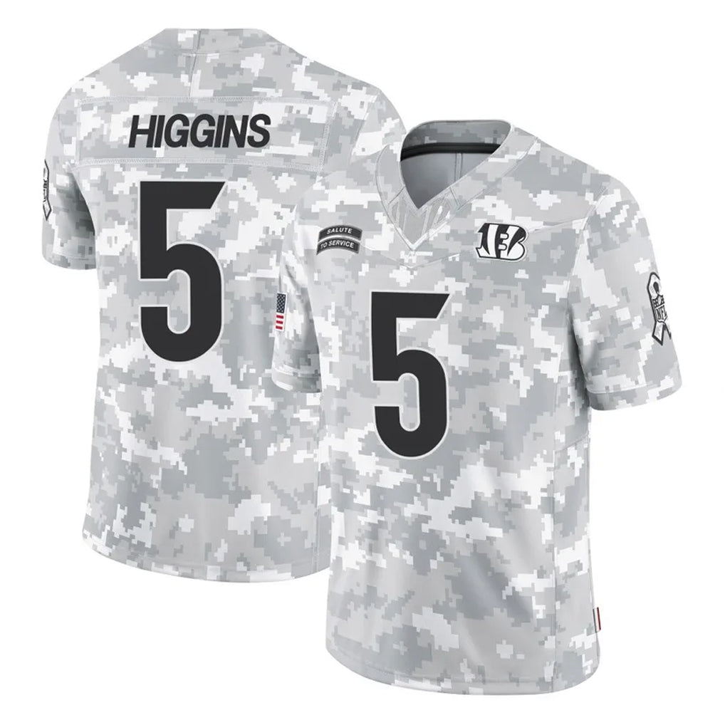 C.Bengals #5 Tee Higgins Player Arctic Camo Salute to Service Limited Jdoa Stitched Jerseys