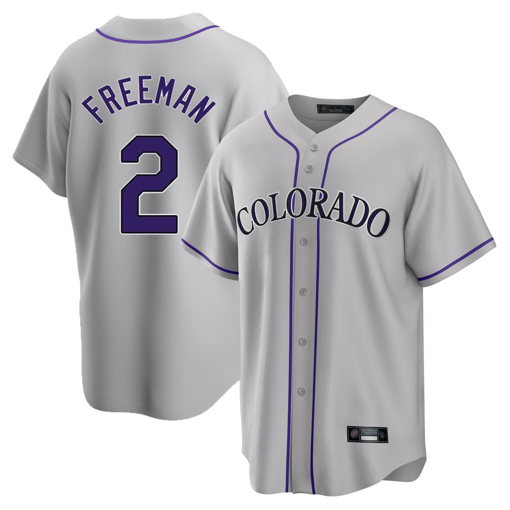 C.Rockies #2 Tyler Freeman Player Gray Game Home Jdoa Stitched Jerseys
