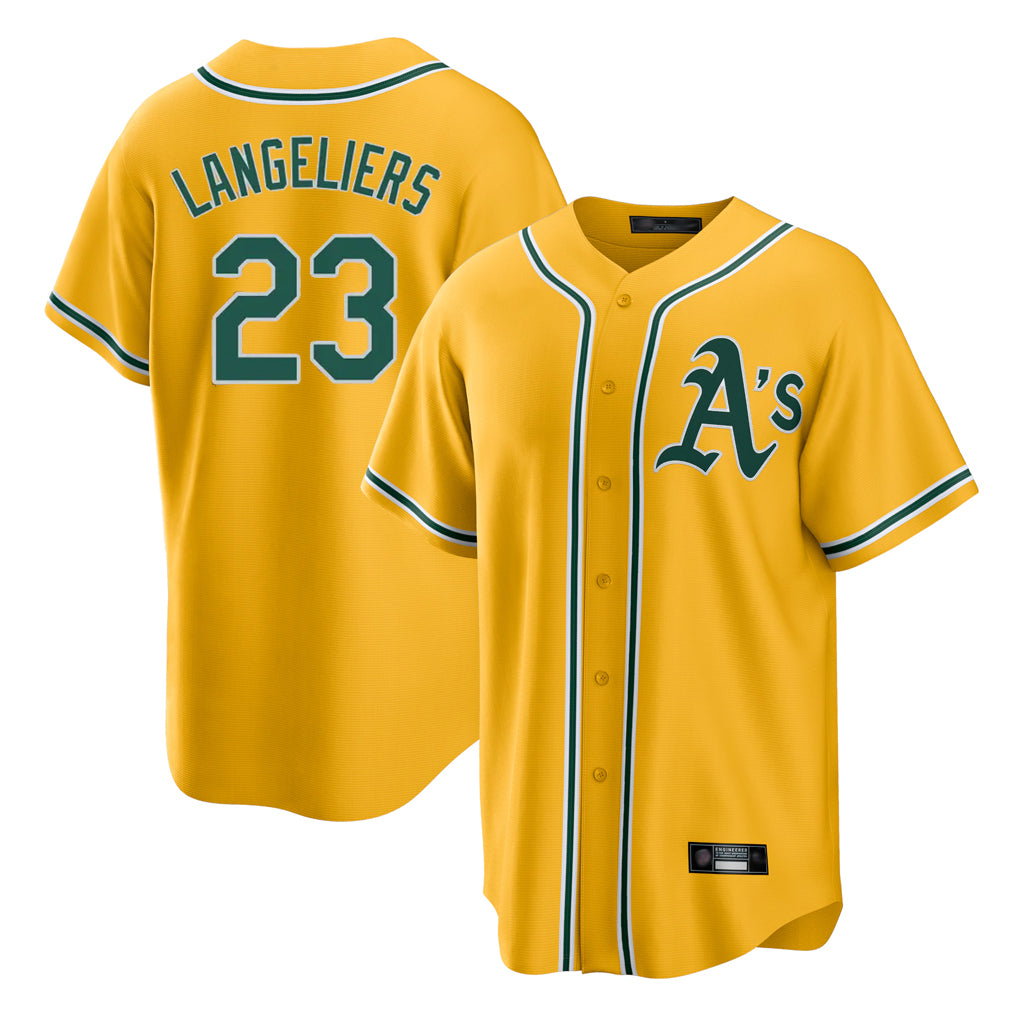 Athletics #23 Shea Langeliers Player Gold Alternate Home Game Jdoa Stitched Jerseys