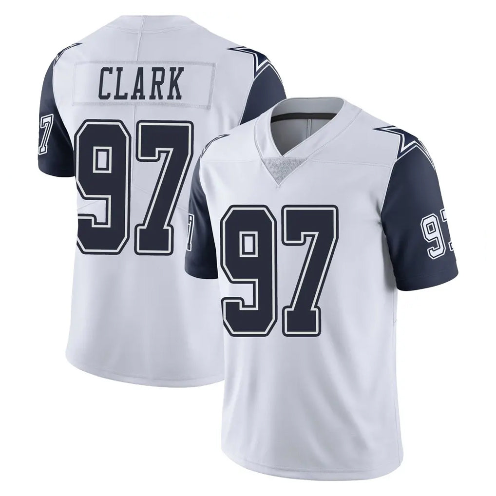 D.Cowboys #97 Kenny Clark Player White-Navy Limited Color Rush Vapor Untouchable Home Game Jdoa Stitched Jerseys