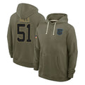 C.Panthers #51 Sam Mills Player Olive Salute to Service Hoodies Game Jdoa Stitched Jerseys