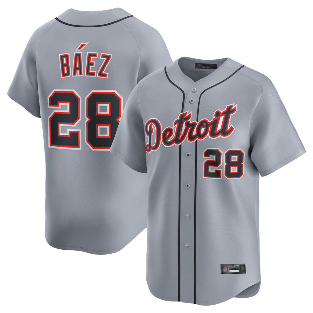 D.Tigers #28 Javier B¨¢ez Player Gray Home Limited Jdoa Stitched Jerseys