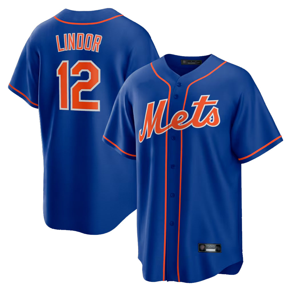 NY.Mets #12 Francisco Lindor Player Royal Home Game Jdoa Stitched Jerseys