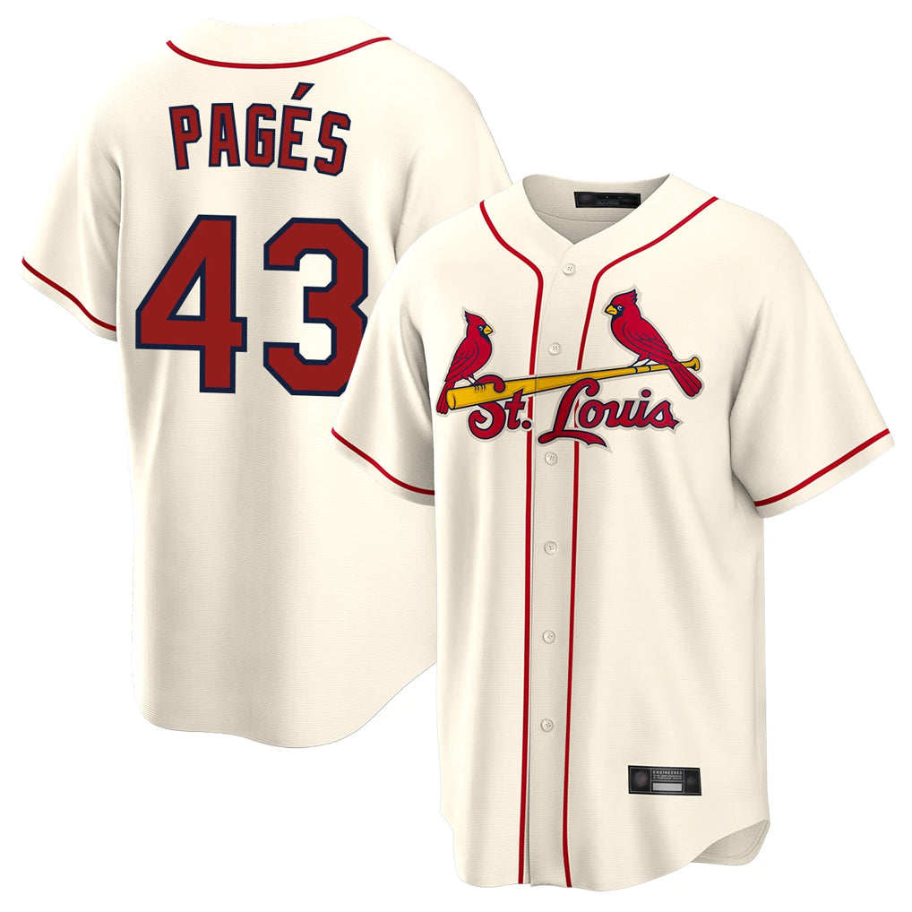 St. Louis Cardinals #43 Pedro Pages Player Cream Home Game Jdoa Stitched Jerseys