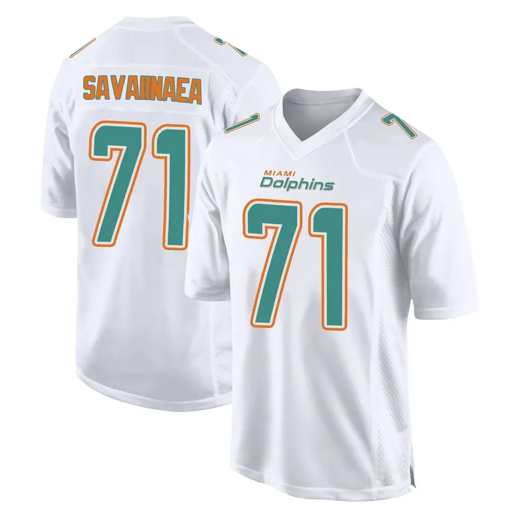 M.Dolphins #71 Jonah Savaiinaea Player White Fashion Home Game Jdoa Stitched Jerseys