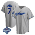 LA.Dodgers #7 Blake Snell Player Gray World Series Meet Road Game Jdoa Stitched Jerseys