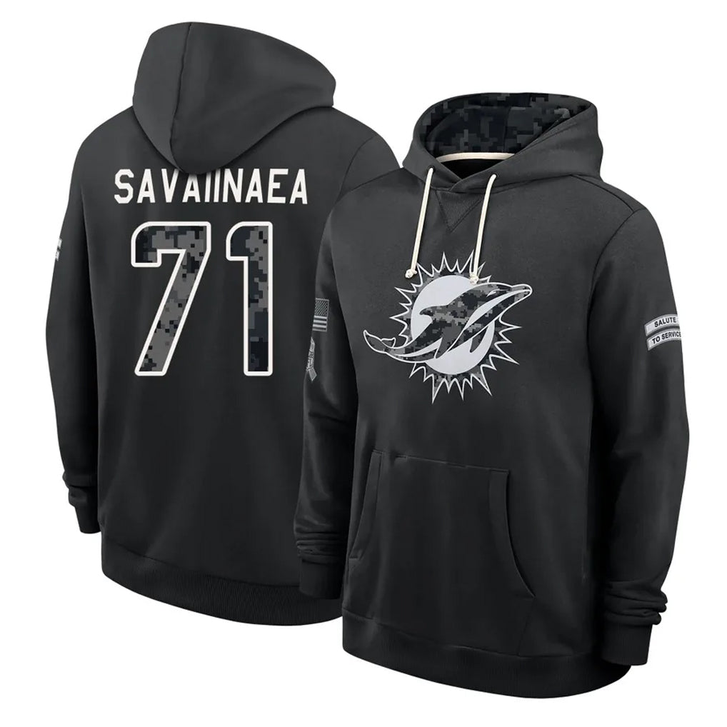 M.Dolphins #72 Jonah Savaiinaea Player 2026 Black Logo Pullover Hoodies Limited Game Jdoa Stitched Jerseys