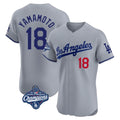 LA.Dodgers #18 Yoshinobu Yamamoto Player Gray World Series Meet Limited Elite Home Jdoa Stitched Jerseys