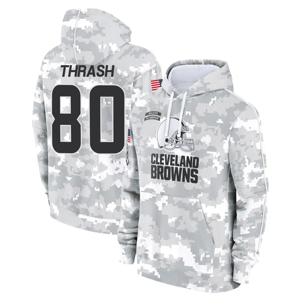 C.Browns #80 Jamari Thrash Player Arctic Camo Salute to Service Hoodies Limited Game Jdoa Stitched Jerseys
