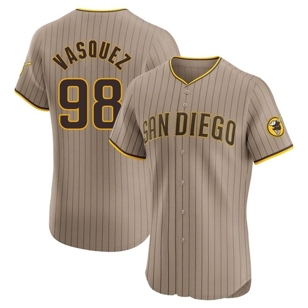 S.Diego Padres #98 Randy Vasquez Player Khaki Home Limited Elite Jdoa Stitched Jerseys
