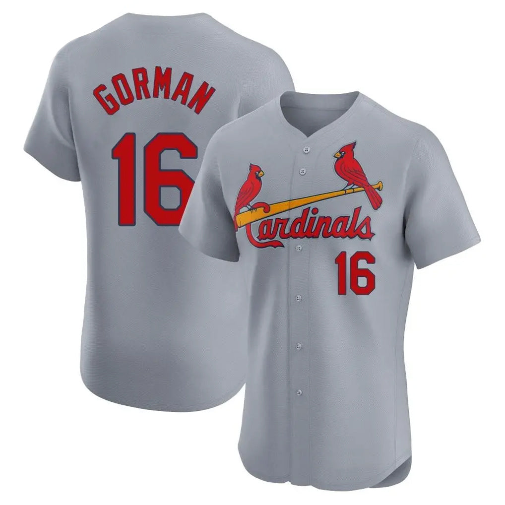 St. Louis Cardinals #16 Nolan Gorman Player Gray Home Limited Elite Jdoa Stitched Jerseys