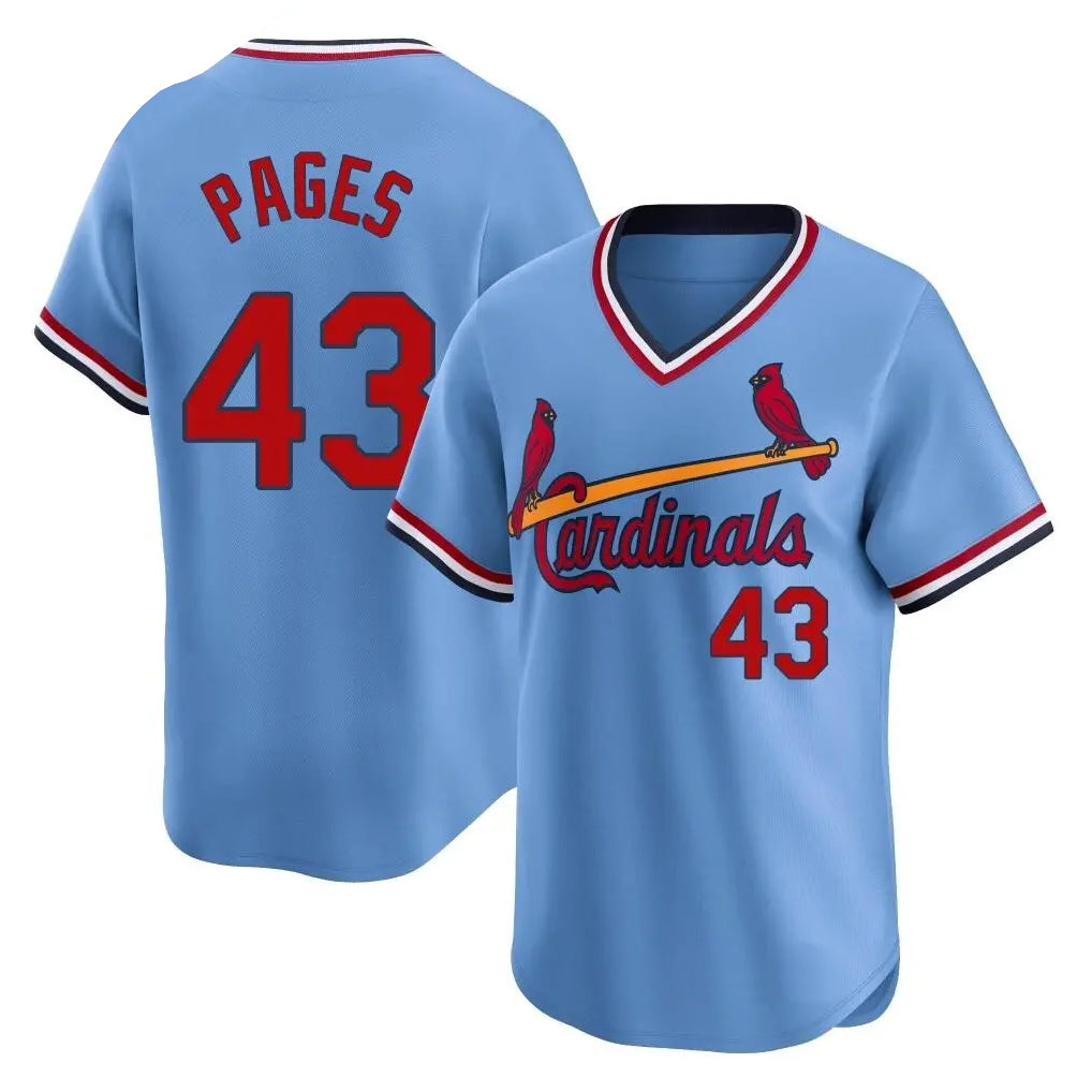 St. Louis Cardinals #43 Pedro Pages Player Light Blue City Connect Home T-shirt Jdoa Stitched Jerseys