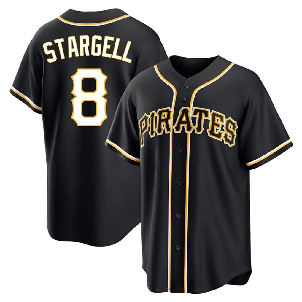 P.Pirates #8 Willie Stargell Player Black Fashion Out Home Game Jdoa Stitched Jerseys