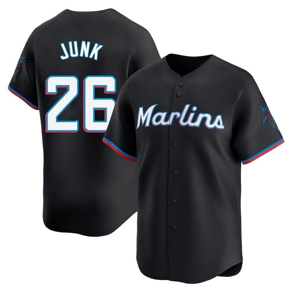 M.Marlins #26 Janson Junk Player Black  Home Limited Jdoa Stitched Jerseys