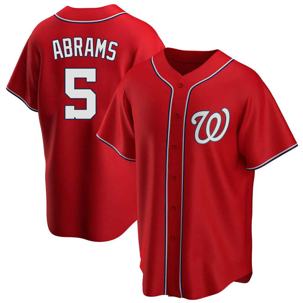 W.Nationals #5 CJ Abrams Player Red Replica Alternate Game Jdoa Stitched Jerseys