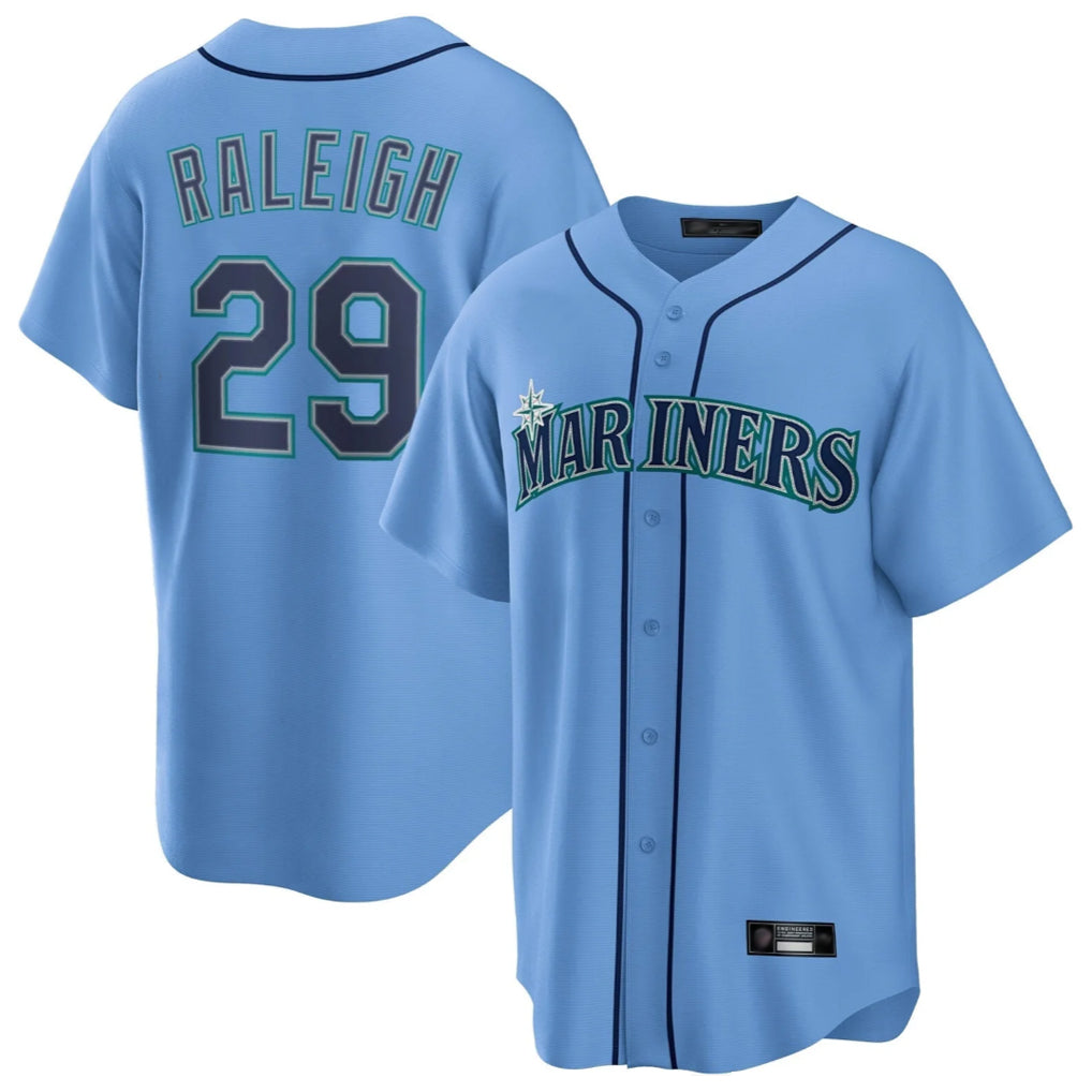 S.Mariners #29 Cal Raleigh Player Light Blue Home Game Jdoa Stitched Jerseys