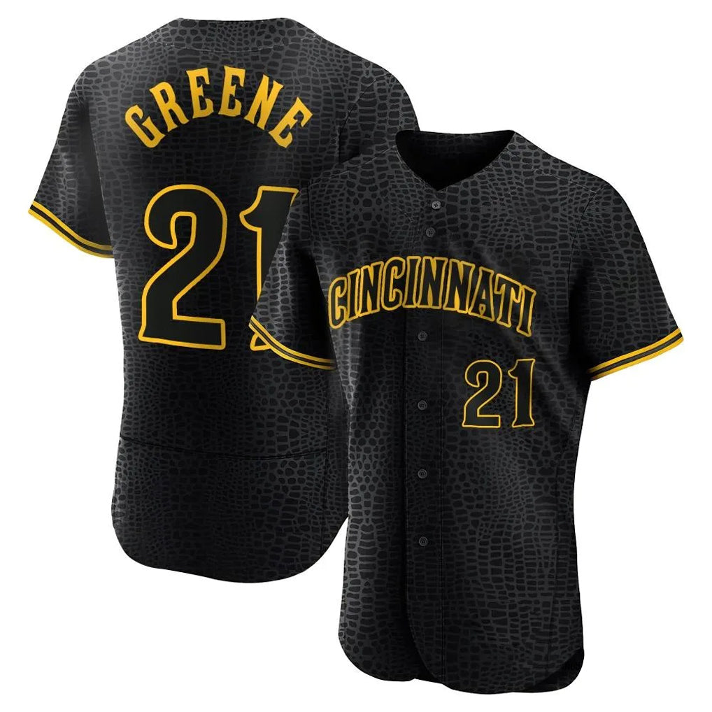 C.Reds #21 Hunter Greene Player Black Snake Skin City Limited Elite Home Jdoa Stitched Jerseys