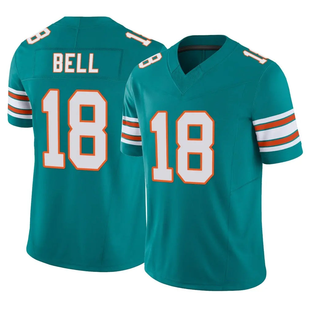 M.Dolphins #18 Chris Bell Player Aqua Limited Alternate Vapor F.U.S.E. Home Game Jdoa Stitched Jerseys